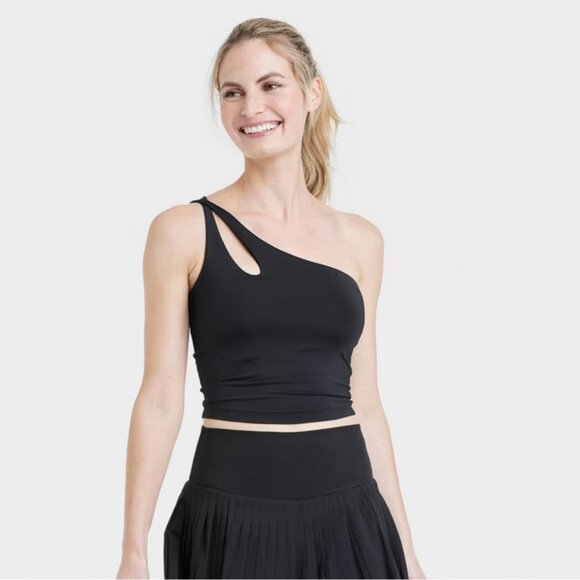 Women's Light Support Asymmetrical Cropped Sports Bra - All In Motion™ Black L - Picture 6 of 6